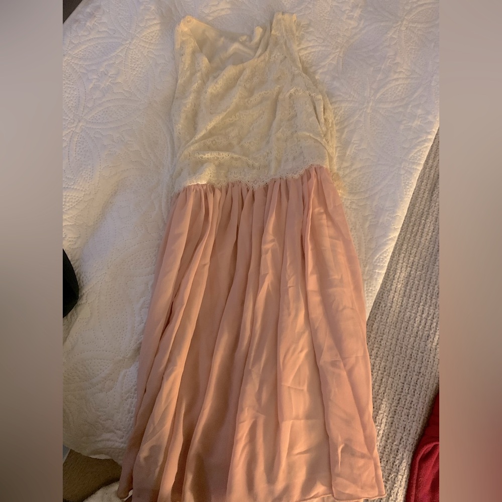 White lace and pink dress. Perfect for Easter
